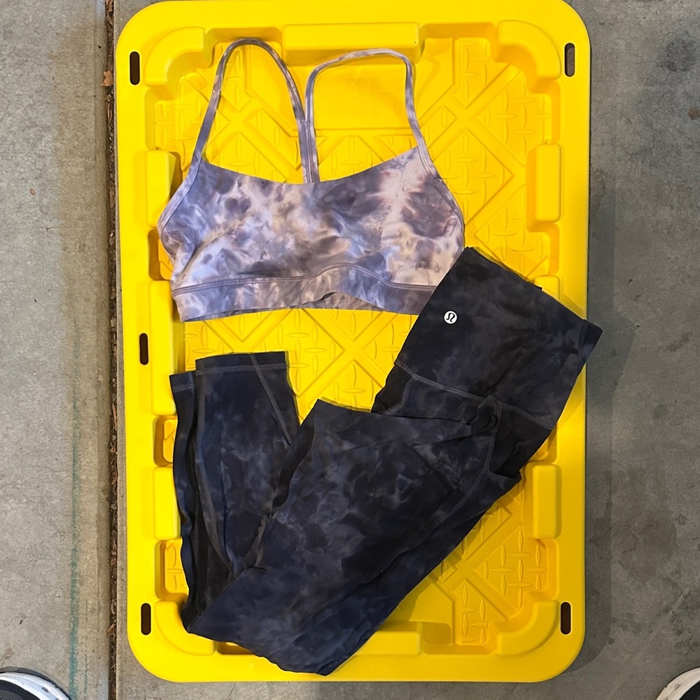 lululemon athletica Tie-Dye Leggings & Sports Bra Set - Purple Gray